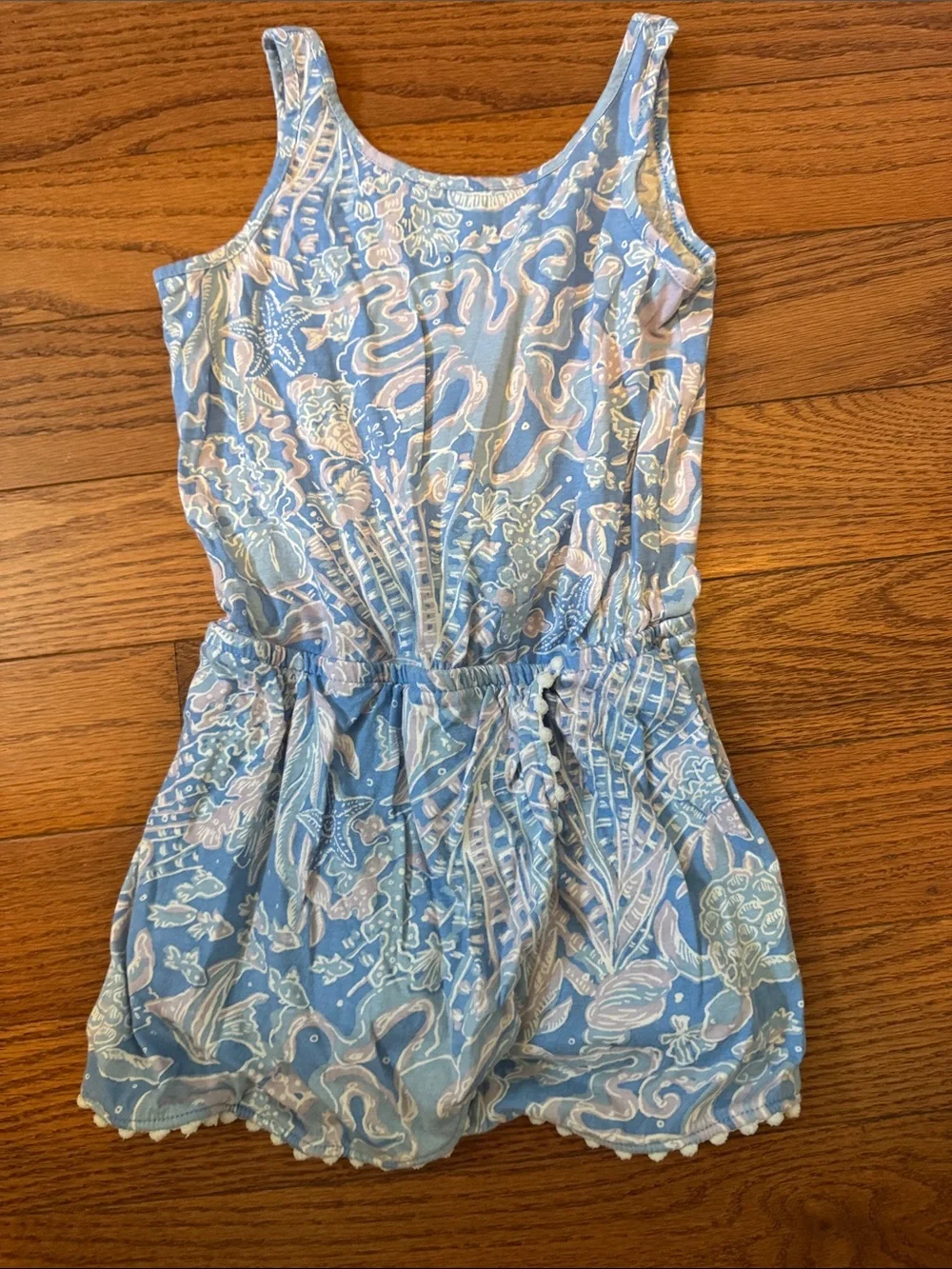 Lilly Pulitzer Girls size small 4-5 Light Blue Sea Print Sundress